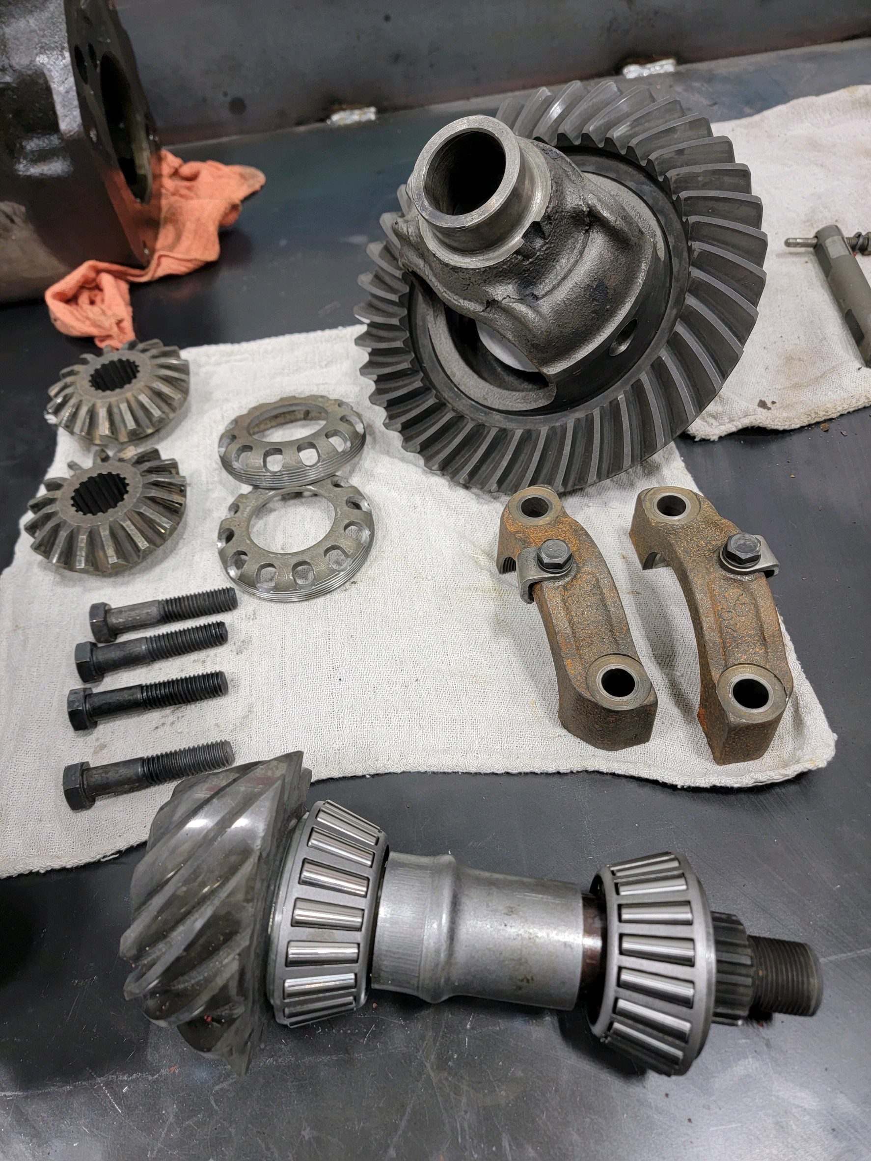 car parts on table